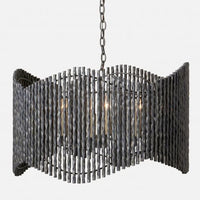 Black Camille Chandelier with detailed twisted plaster bars.
