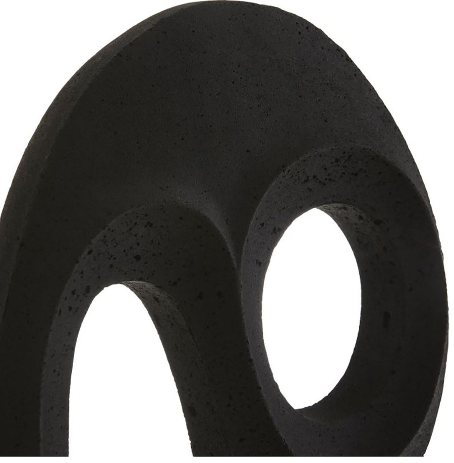Black Kenly asymmetric Sculpture molded with modern curves & appeal, made from Charcoal Ricestone.