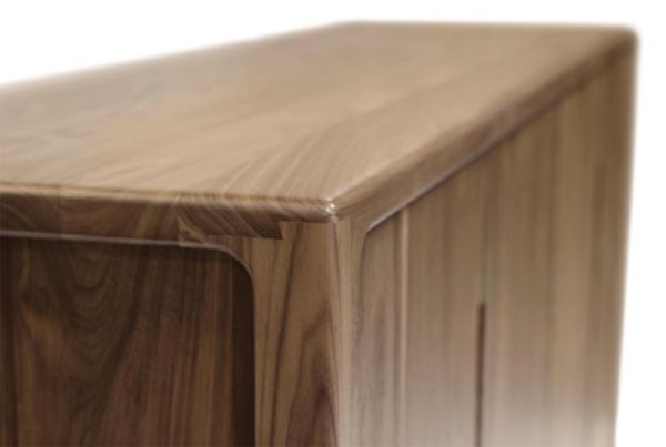 Closer look on top edge of Lisse buffet cabinet.