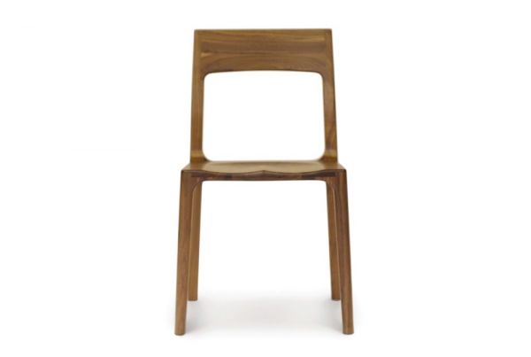 Lisse dining chair crafted in solid American black walnut hardwood and Made to Order in natural finish. Front view.