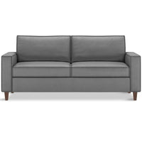 American Leather Mitchell Two Seat Standard (Queen) Comfort Sofa bed in black color, with high wooden legs, front view.