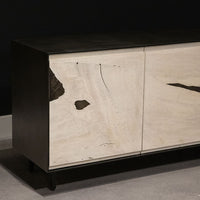 The four door Dos Buffet with reclaimed wood from South America, metal case frames, and sun-bleached and textured finish.
