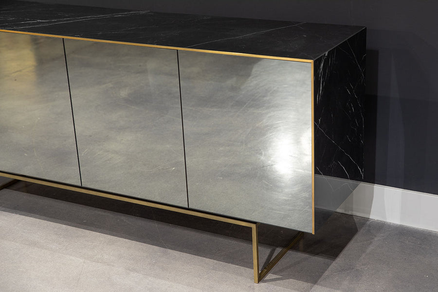 Magda Buffet with marble ceramic and Sovet's signature mirrors and four doors.