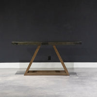 Triangle Console with strong clean lines with an Arts & Crafts feel, front view.