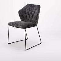 Black New York side chair with painted finish and fully removable covers. Front and side view.