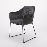 Black New York Arm Chair with painted finish and fully removable covers. Front and side view.