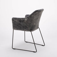 Black New York Arm Chair with painted finish and fully removable covers. Side and back view.