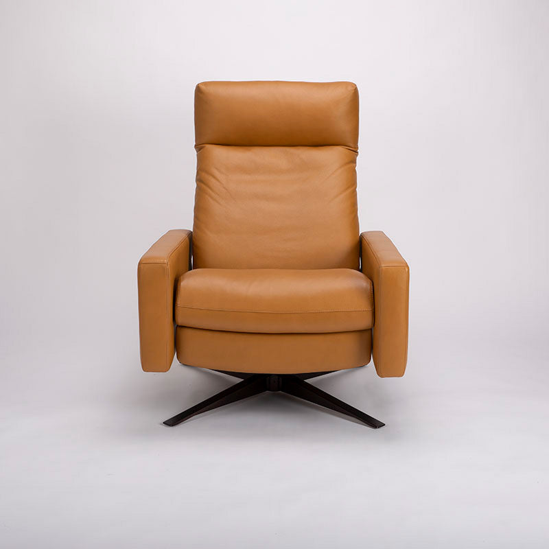 American Leather's Cumulus Comfort Air recliner, front view.