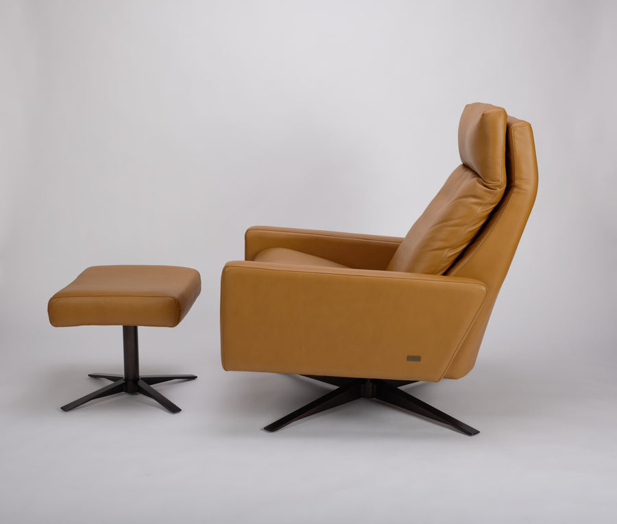 American Leather's Cumulus Comfort Air recliner and ottoman.